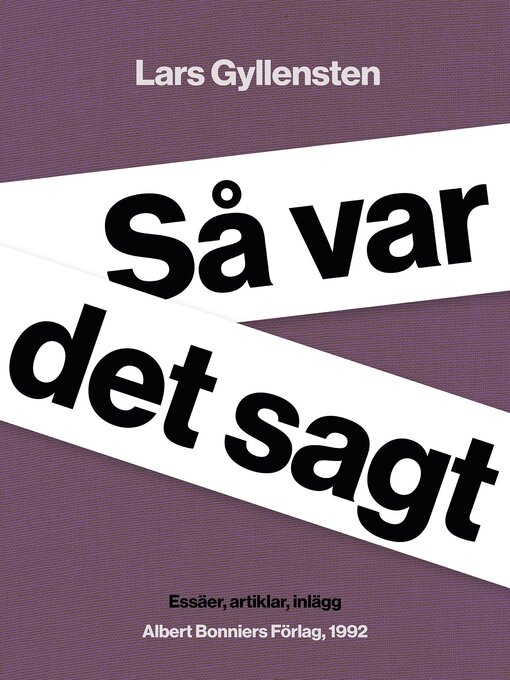 Title details for Så var det sagt by Lars Gyllensten - Available